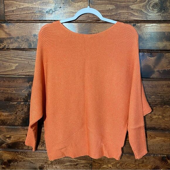 Chico's Orange Sparkle Dolman Sleeve Classic Ribbed Sweater Women's Size Medium - Picture 12 of 12